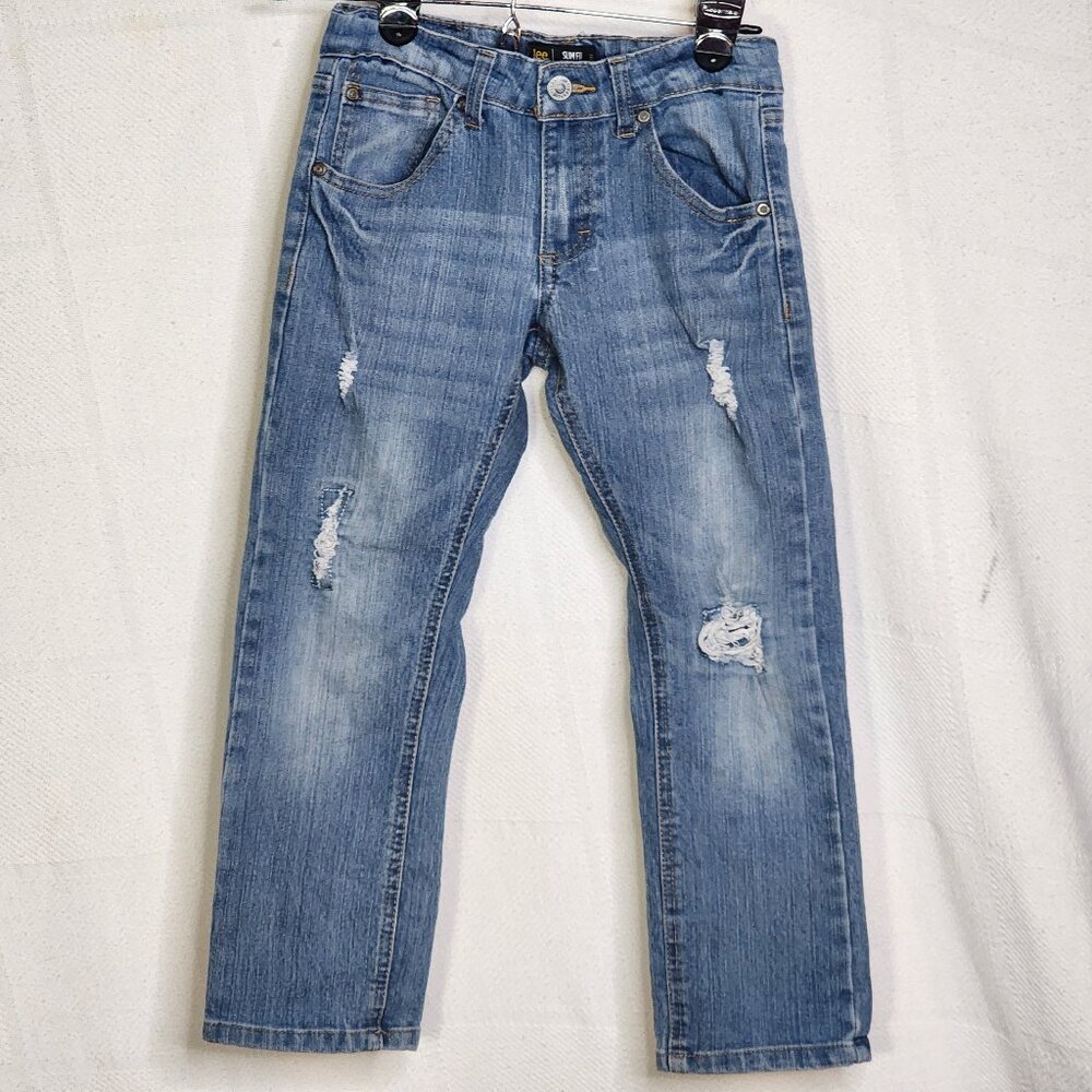 Lee Slim Fit Tapered Leg L231 Stretch Cotton Poly Span Denim Adj Waist Jean Sz 8